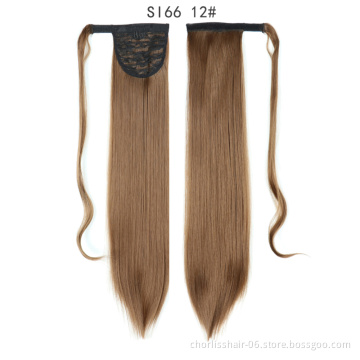 Top Quality Silky Straight High Ponytail For Black Women Pour Petite Fille Wrap Around Synthetic Clip Hair Ponytails Extensions